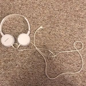 white sony headphones
